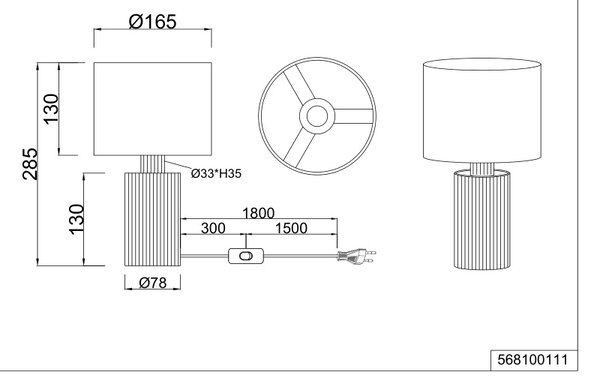 Φωτιστικό Επιτραπέζιο Trio Lighting CANIO 568100111 Ξύλο Φυσικό χρώμα (Wood Natural Finish)