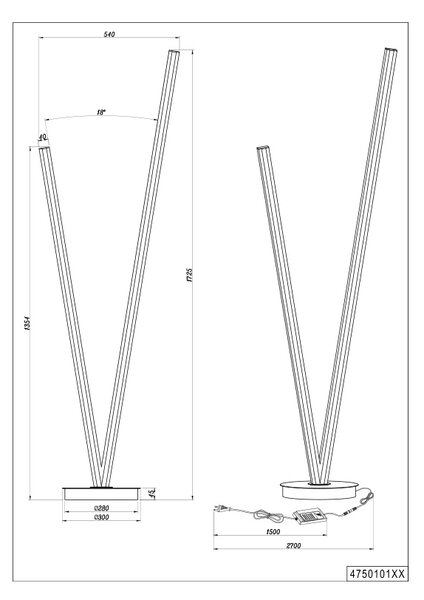 Φωτιστικό Επιδαπέδιο Cinque CICANTO 475010132 Μαύρο Ματ (Black Mat) 2000 - 4000K