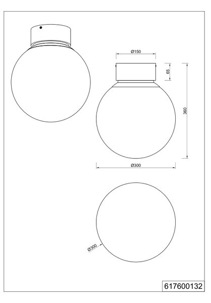 Φωτιστικό Οροφής Cinque CIPALLONE 617600132 Μαύρο Ματ (Black Mat)