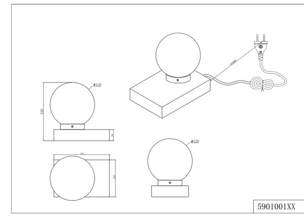 Φωτιστικό Επιτραπέζιο Trio Lighting DAVI II 590100132 Μαύρο Ματ (Black Mat)