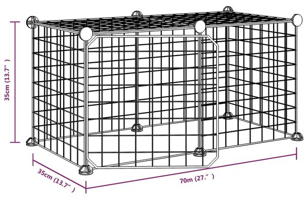 Κλουβί Κατοικίδιων με 8 Πάνελ + Πόρτα Μαύρο 35x35 εκ. Ατσάλινο - Μαύρο