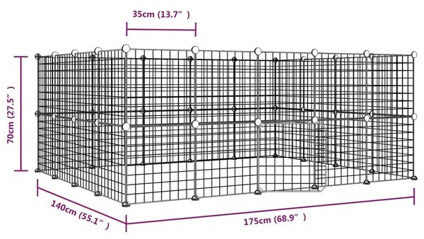 Κλουβί Κατοικίδιων με 52 Πάνελ + Πόρτα Μαύρο 35 x 35εκ Ατσάλινο - Μαύρο