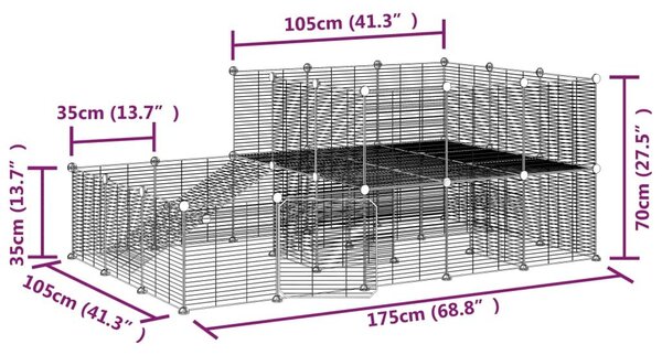 Κλουβί Κατοικίδιων με 44 Πάνελ + Πόρτα Μαύρο 35 x 35εκ Ατσάλινο - Μαύρο