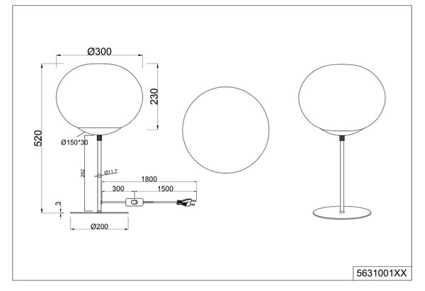 Φωτιστικό Επιτραπέζιο Trio Lighting FOMENTO 563100132 Μαύρο Ματ (Black Mat)