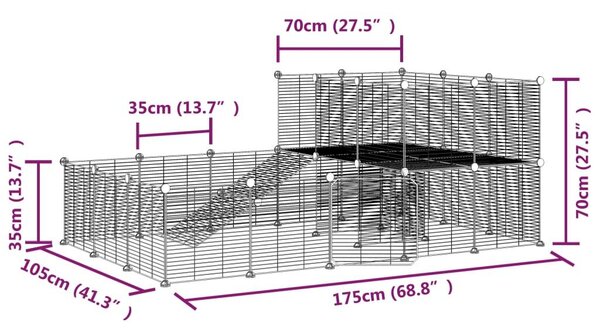 Κλουβί Κατοικίδιων με 36 Πάνελ + Πόρτα Μαύρο 35 x 35εκ Ατσάλινο - Μαύρο