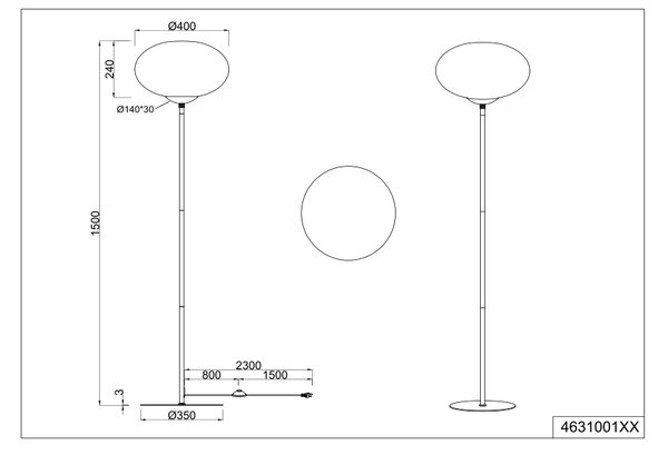 Φωτιστικό Επιδαπέδιο Trio Lighting FOMENTO 463100132 Μαύρο Ματ (Black Mat)