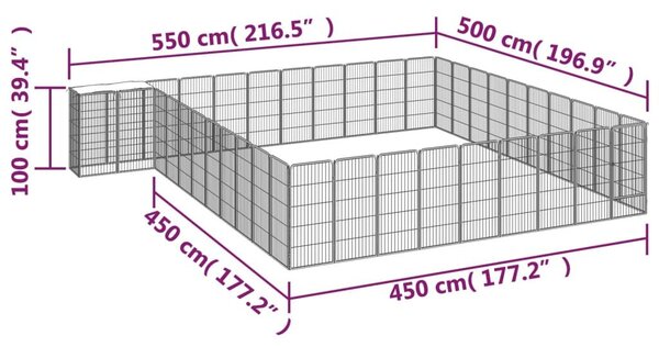 Κλουβί Σκύλου 42 Πάνελ Μαύρο 50x100 εκ. Ατσάλι με Βαφή Πούδρας - Μαύρο