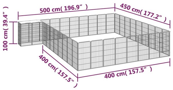 Κλουβί Σκύλου 38 Πάνελ Μαύρο 50x100 εκ. Ατσάλι με Βαφή Πούδρας - Μαύρο