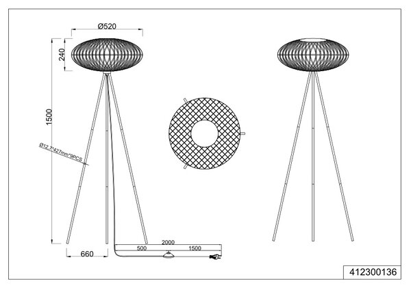 Φωτιστικό Επιδαπέδιο Trio Lighting HEDDA 412300136 Μαύρο Ματ (Black Mat)