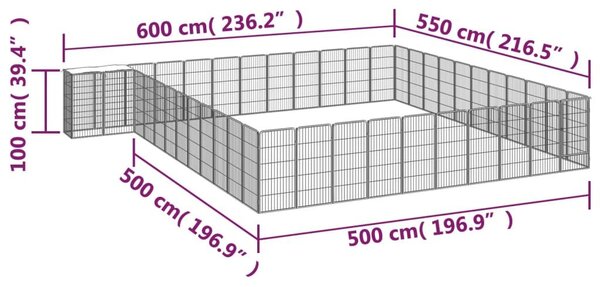 Κλουβί Σκύλου 46 Πάνελ Μαύρο 50x100 εκ. Ατσάλι με Βαφή Πούδρας - Μαύρο