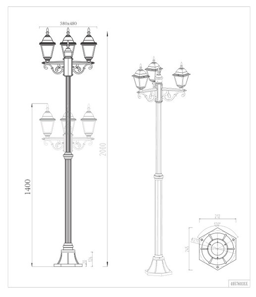 Φωτιστικό Κολόνα/Κολωνάκι Trio Lighting LIVENZA 405760332 Μαύρο Ματ (Black Mat)