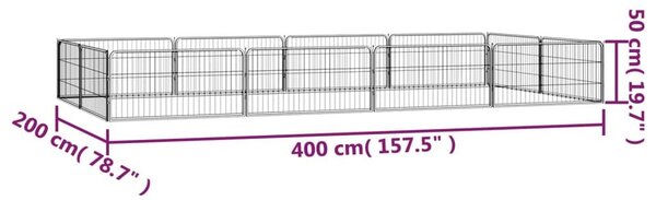 Παρκοκρέβατο Σκύλου 12 Πάνελ Μαύρο 100x50εκ Ατσάλι Βαφή Πούδρας - Μαύρο