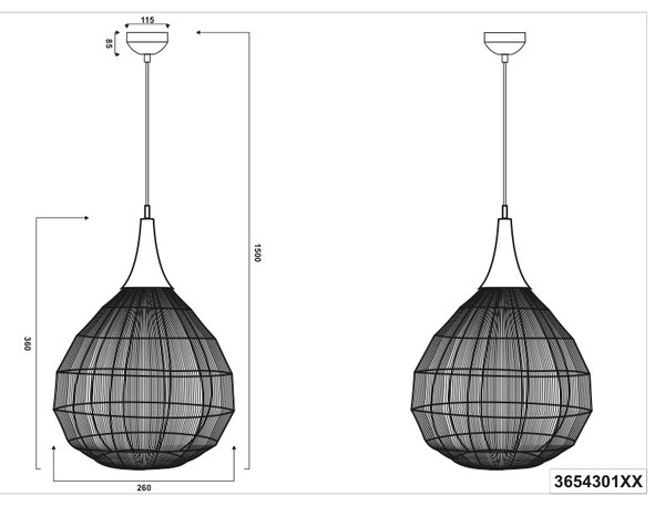 Φωτιστικό Κρεμαστό Trio Lighting SORAYA 365430104 Οξυντέ (Bronzed)