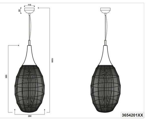 Φωτιστικό Κρεμαστό Trio Lighting SORAYA 365420104 Οξυντέ (Bronzed)