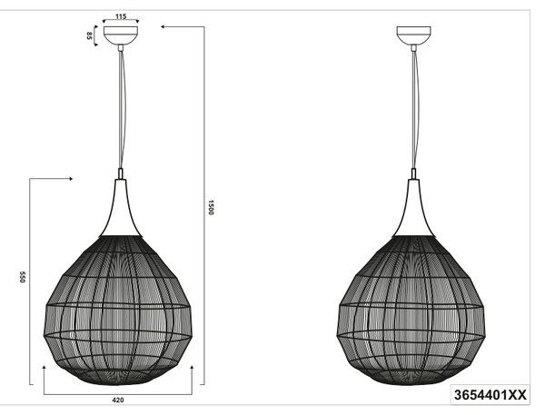 Φωτιστικό Κρεμαστό Trio Lighting SORAYA 365440104 Οξυντέ (Bronzed)