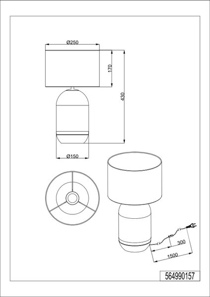 Φωτιστικό Επιτραπέζιο Trio Lighting TARA 564990157 Χρώμιο (Chrome)