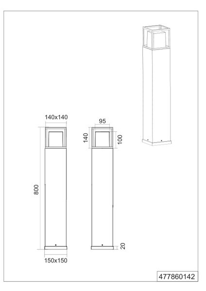 Φωτιστικό Κολόνα/Κολωνάκι Trio Lighting WITHAM 477860142 Ανθρακί (Anthracite) 2300+3000+4000K