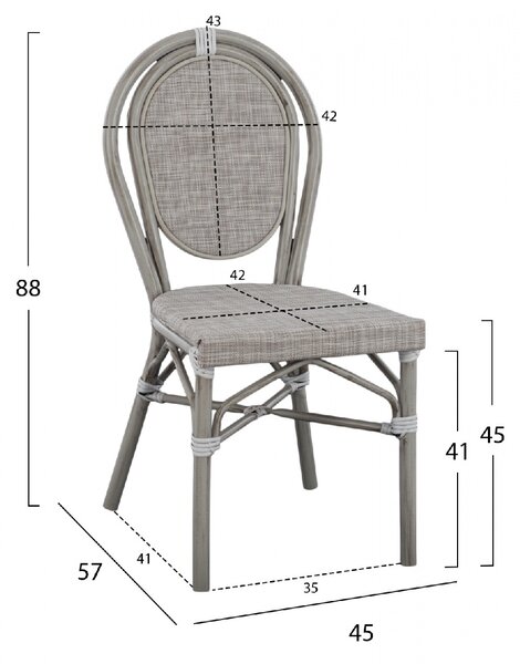 ΚΑΡΕΚΛΑ ΑΛΟΥΜΙΝΙΟΥ KASON BAMBOO LOOK ΠΑΤΙΝΑ ΓΚΡΙ ΜΕ TEXTLINE 45x57x88 εκ. HM5109