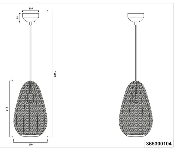 Φωτιστικό Κρεμαστό Trio Lighting ZIVA 365300104 Οξυντέ (Bronzed)