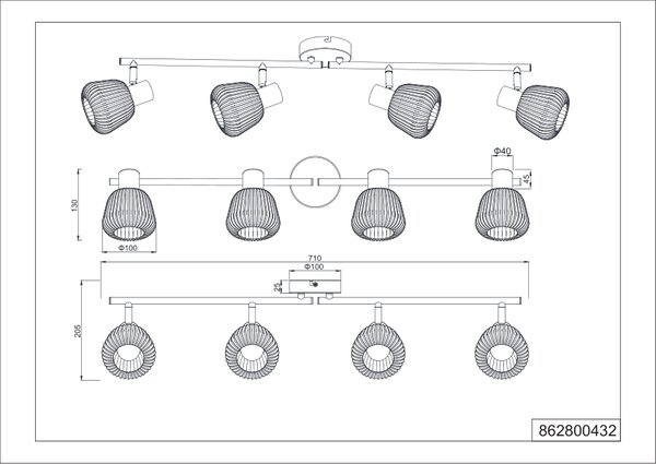 Φωτιστικό Σποτ Trio Lighting TARIFA 862800432 Μαύρο Ματ (Black Mat)