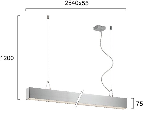 Γραμμικό Φωτιστικό Κρεμαστό Viokef Station Ultra 3911-00254-4-U-N L2540 4000K Ασημί
