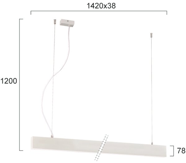 Γραμμικό Φωτιστικό Κρεμαστό Viokef Ciba 3916-00142-4-W-M-N L1420 4000K Λευκό