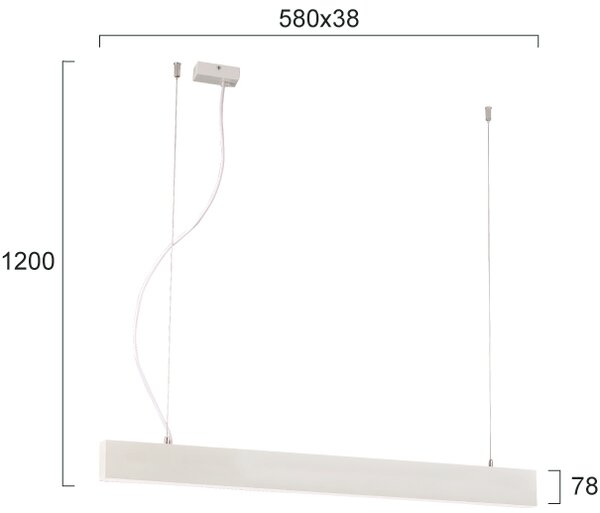 Γραμμικό Φωτιστικό Κρεμαστό Viokef Ciba 3916-00058-4-W-M-N L580 4000K Λευκό