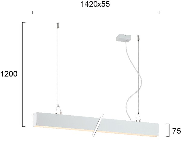 Γραμμικό Φωτιστικό Κρεμαστό Viokef Station Ultra 3911-00142-3-W-N L1420 3000K Λευκό