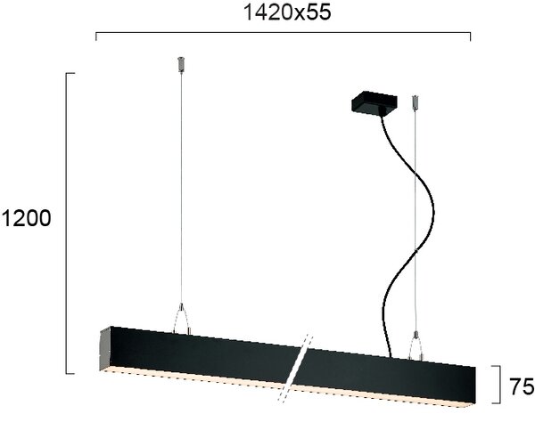 Γραμμικό Φωτιστικό Κρεμαστό Viokef Station Ultra 3911-00142-4-B-N L1420 4000K Μαύρο Ματ