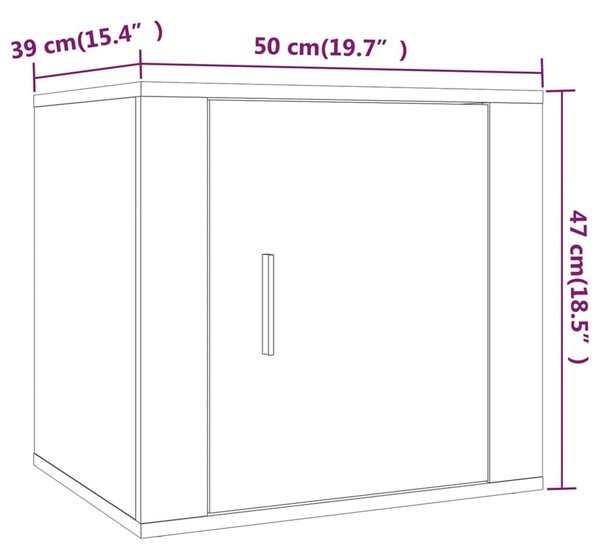 Κομοδίνα 2 τεμ. Καπνιστή Δρυς 50x39x47 εκ. - Καφέ