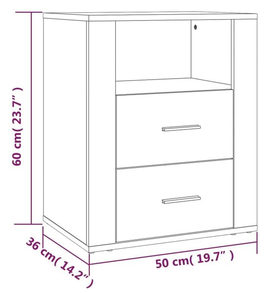 Κομοδίνο Καπνιστή Δρυς 50x36x60 εκ. από Επεξεργασμένο Ξύλο - Καφέ