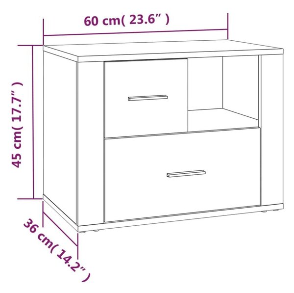 Κομοδίνο Καπνιστή Δρυς 60x36x45 εκ. από Επεξεργασμένο Ξύλο - Καφέ