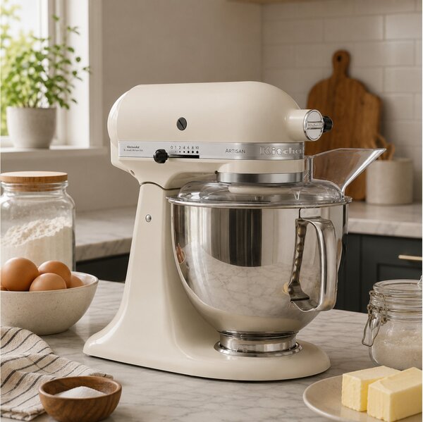 Κουζινομηχανή KitchenAid Artisan 5KSM175PSEAC με ισχύ 300W, 10 ταχύτητες και χωρητικότητα 4.8L & 3L - Almond Cream