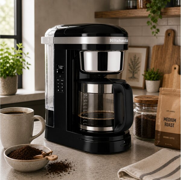 Καφετιέρα Φίλτρου KitchenAid Drip Coffee 5KCM1209EOB με αυτόματο προγραμματισμό, ισχύ 1100W και χωρητικότητα 1.7L - Onyx Black