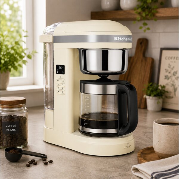 Καφετιέρα Φίλτρου KitchenAid Drip Coffee 5KCM1209EAC με αυτόματο προγραμματισμό, ισχύ 1100W και χωρητικότητα 1.7L - Almond Cream