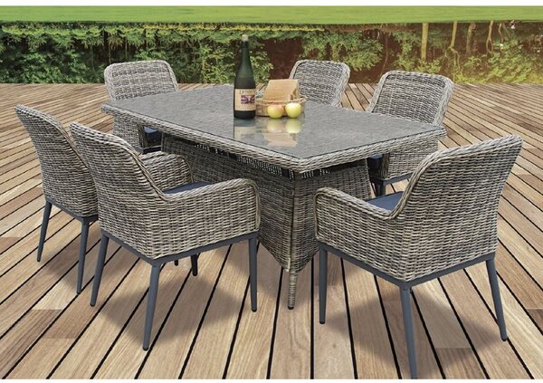 HAVANA SET ΤΡΑΠΕΖΑΡΙΑ ΚΗΠΟΥ ALU,WICKER GREY BROWN-ΑΝΘΡΑΚΙ: ΤΡΑΠΕΖΙ 160X90 + 6 ΠΟΛΥΘΡΟΝΕΣ