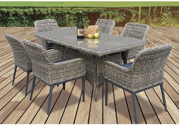 HAVANA SET ΤΡΑΠΕΖΑΡΙΑ ΚΗΠΟΥ ALU,WICKER GREY BROWN-ΑΝΘΡΑΚΙ: ΤΡΑΠΕΖΙ 160X90 + 6 ΠΟΛΥΘΡΟΝΕΣ