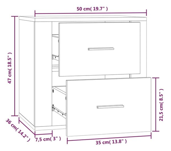 Κομοδίνα Επιτοίχια Γκρι Sonoma 50x36x47 εκ. - Γκρι