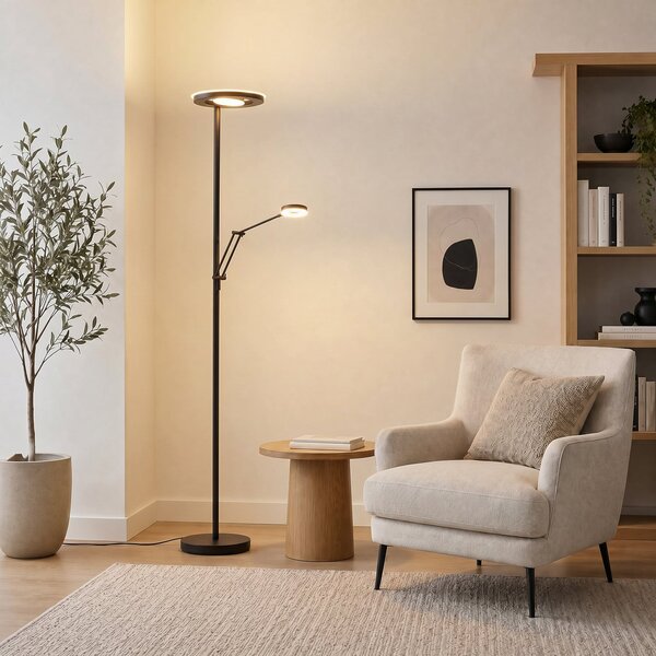 Trio Lighting LED φωτιστικό οροφής Barrie με φως ανάγνωσης μαύρο ματ, ρυθμιζόμενος, Μαύρο, Σαλόνι / τραπεζαρία, Μέταλλο, σύγχρονο, Φως ανάγνωσης
