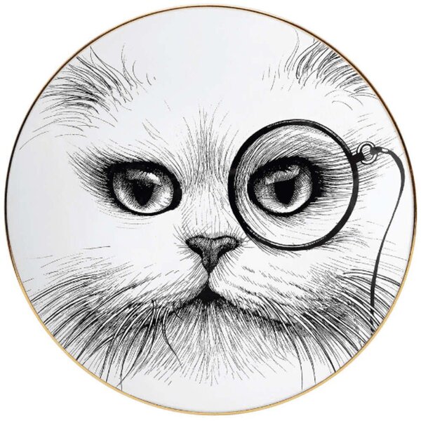 Πιατάκι - Σουβέρ Cat Monocle Fine Bone China Coaster 70004-CM Φ10cm White-Black Rory Dobner