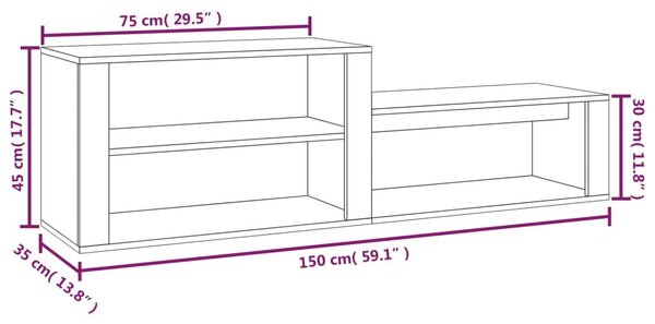 Παπουτσοθήκη Μαύρο 150x35x45 εκ. από Επεξεργασμένο Ξύλο - Μαύρο