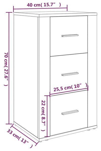 Ντουλάπι Γκρι σκυροδέματος 40x33x70 εκ. από Επεξεργασμένο Ξύλο - Γκρι