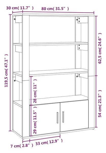 Ντουλάπι Γκρι Sonoma 80x30x119,5 εκ. από Επεξεργασμένο Ξύλο - Γκρι