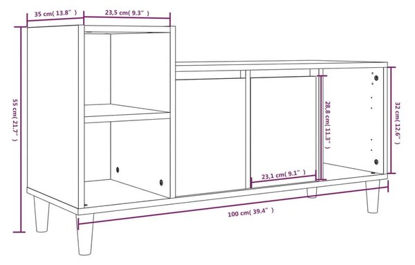 Έπιπλο Τηλεόρασης Καπνιστή Δρυς 100x35x55 εκ. Επεξ. Ξύλο - Καφέ