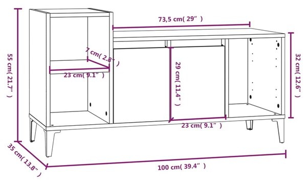 Έπιπλο Τηλεόρασης Καφέ Δρυς 100x35x55 εκ. Επεξεργασμένο Ξύλο - Καφέ