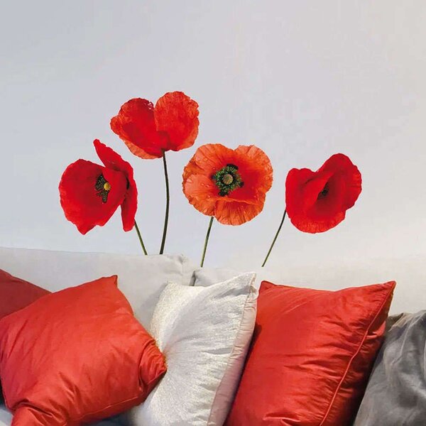 Αυτοκόλλητα Τοίχου Βινυλίου Poppies 54101 72x58cm Red Ango