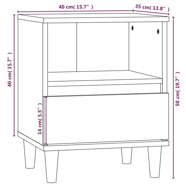 Κομοδίνο Μαύρο 40 x 35 x 50 εκ. - Μαύρο