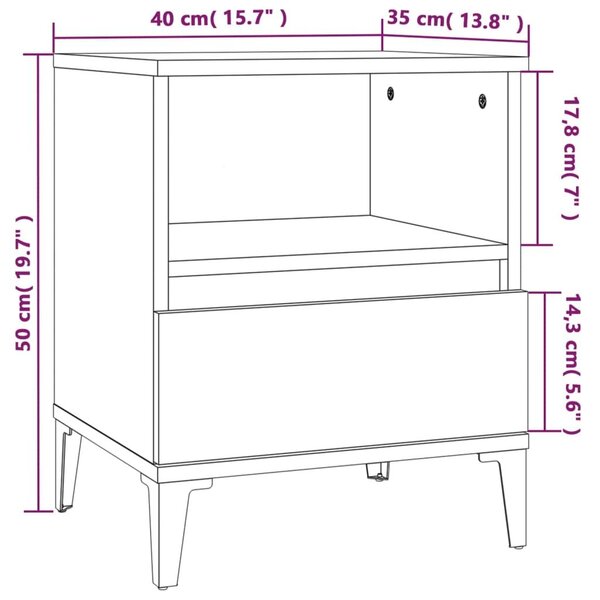 Κομοδίνα Γυαλιστερό Λευκό 40x35x50 εκ. - Λευκό