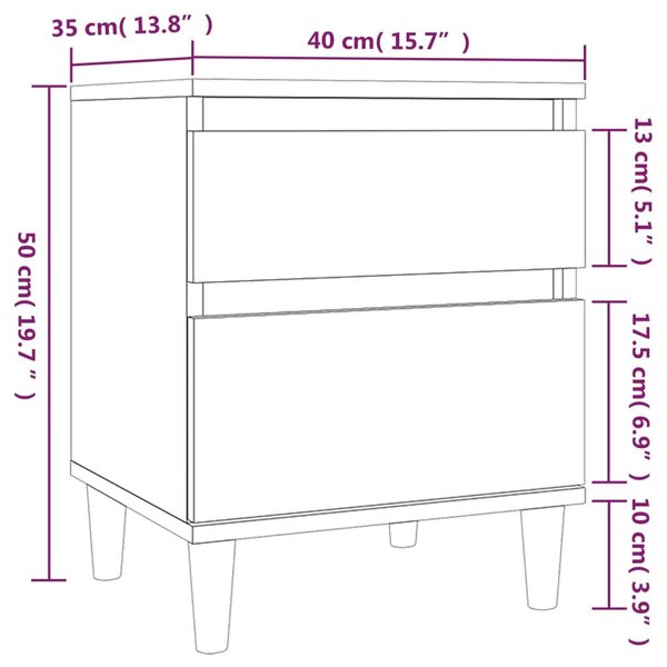 Κομοδίνο Καφέ Δρυς 40x35x50 εκ. - Καφέ