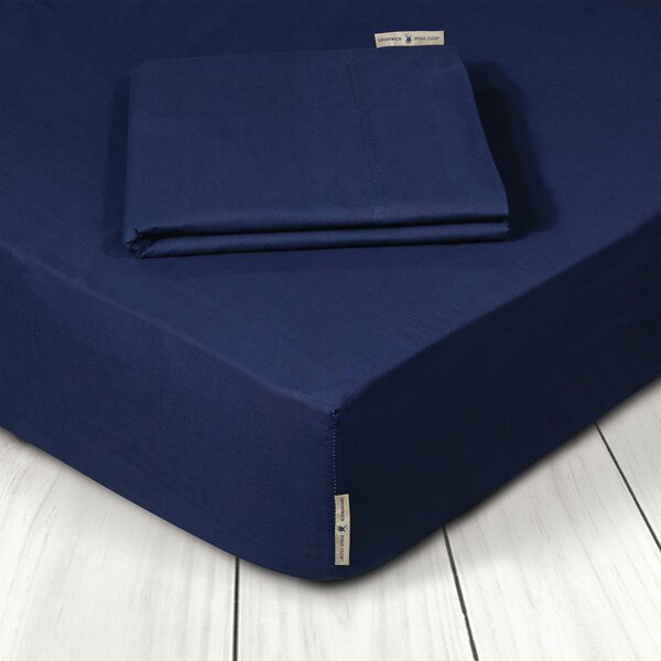 Σεντόνι King Size Με Λάστιχο (180x200+35) Greenwich Polo Club Solid Percale 2209-ΜΠΛΕ ΣΚΟΥΡΟ